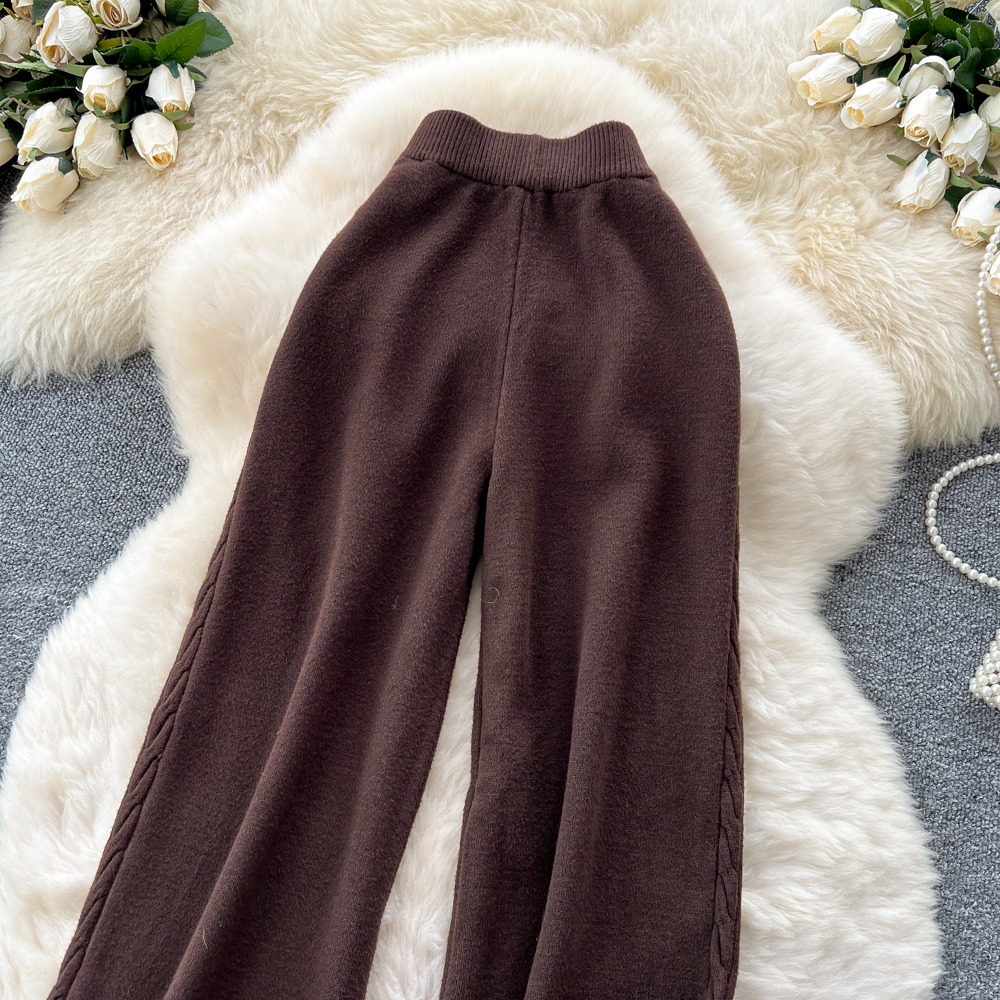 Slim elastic waist sweater elasticity casual pants