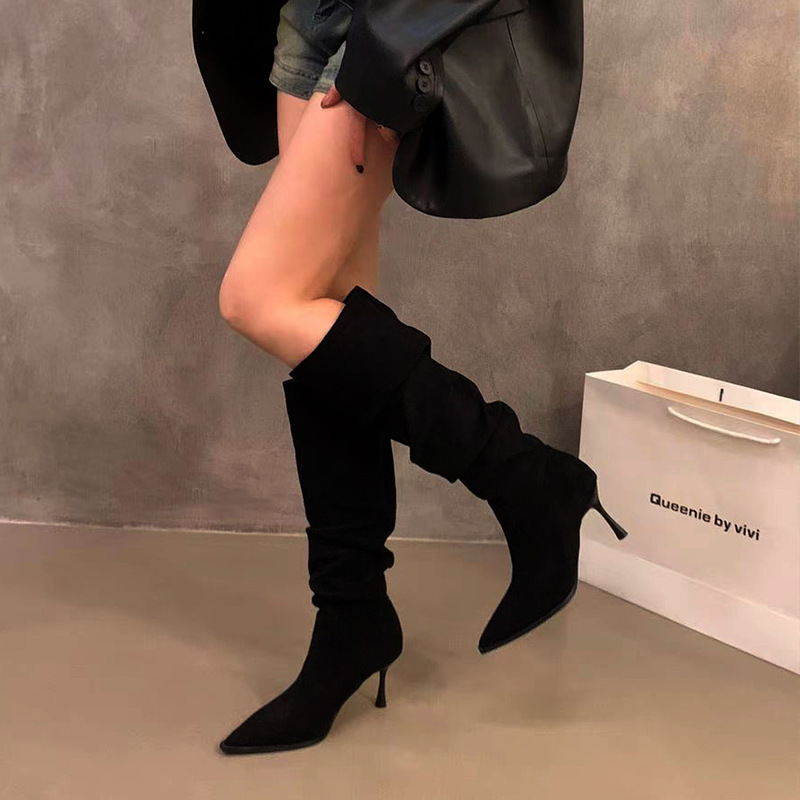 High-heeled thigh boots long tube boots for women