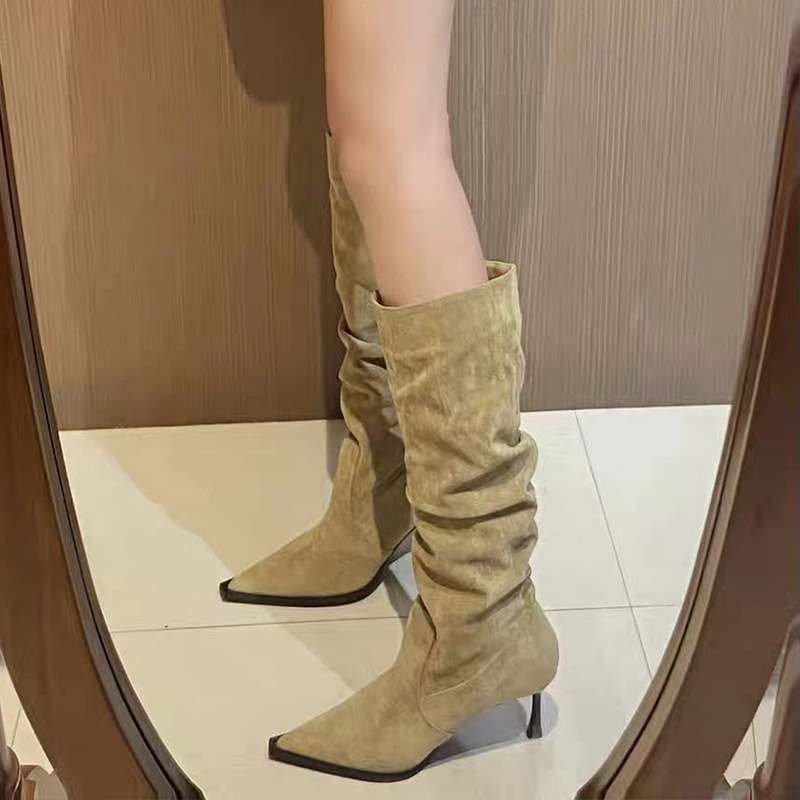 High-heeled thigh boots long tube boots for women