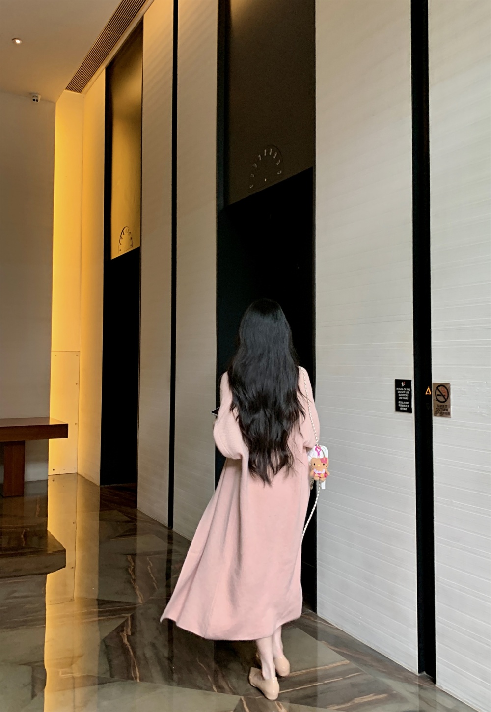 Wrapped chest sweater split coat 2pcs set