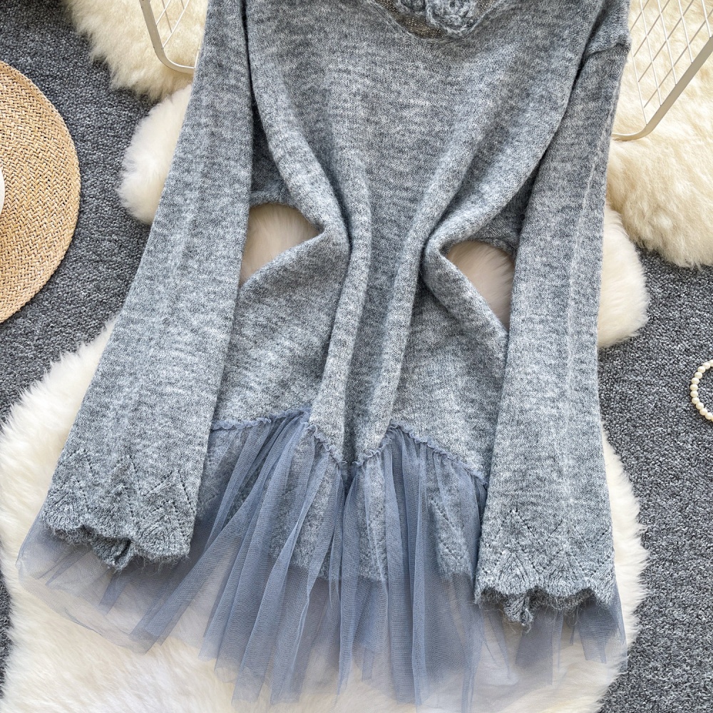 Knitted gauze tops niche sweater for women