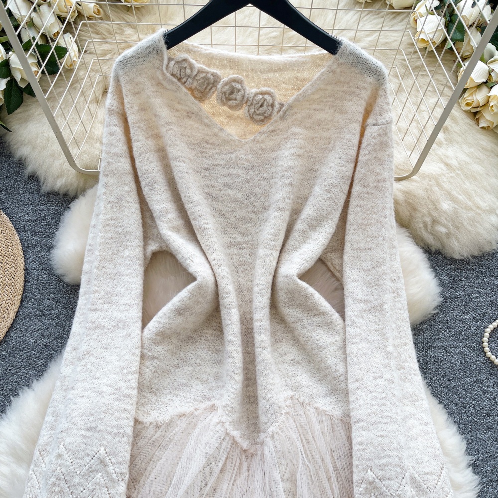 Knitted gauze tops niche sweater for women