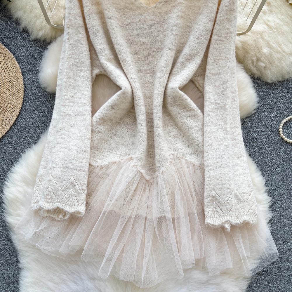 Knitted gauze tops niche sweater for women
