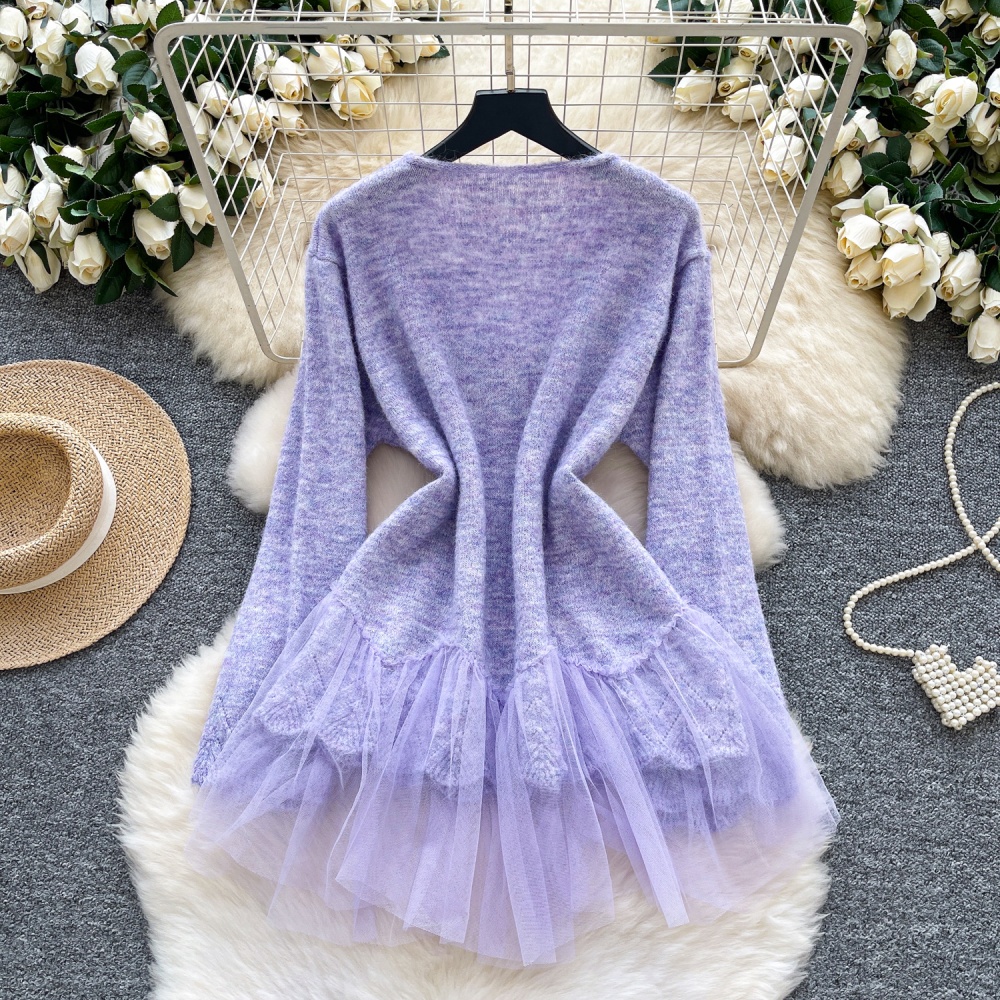 Knitted gauze tops niche sweater for women