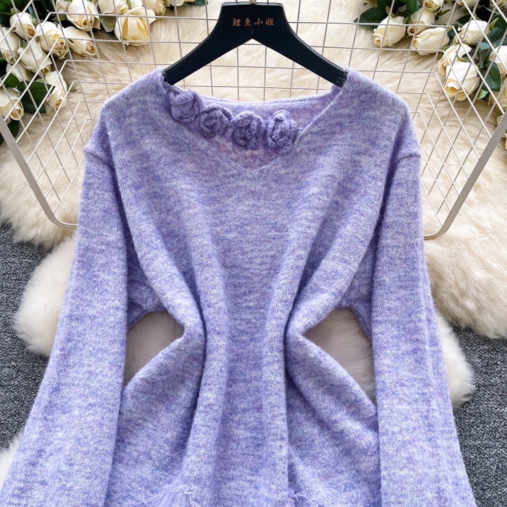 Knitted gauze tops niche sweater for women