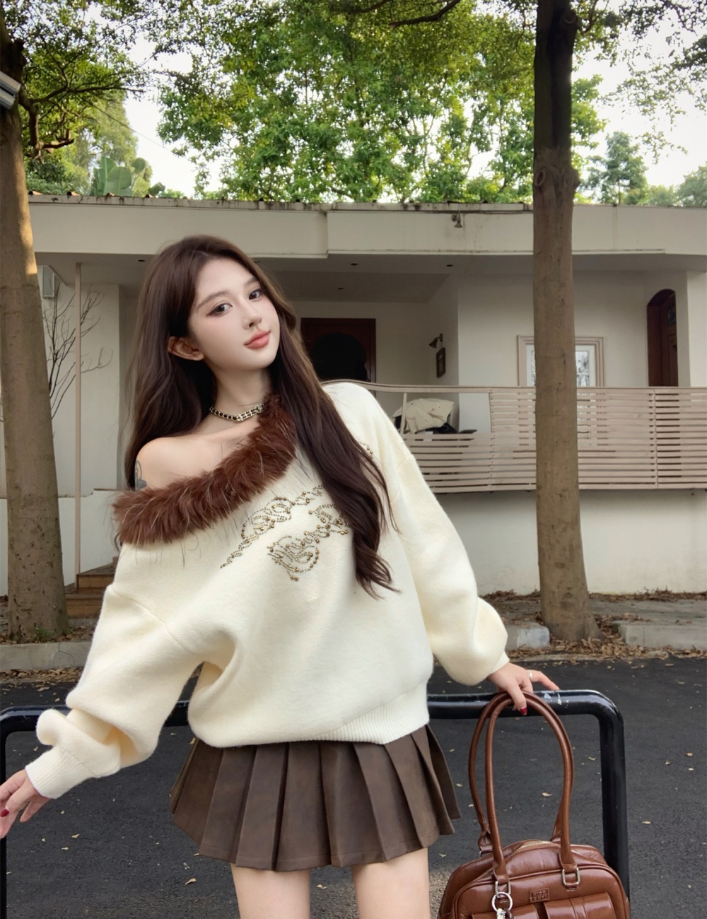 Lazy plus velvet fur collar autumn and winter hoodie