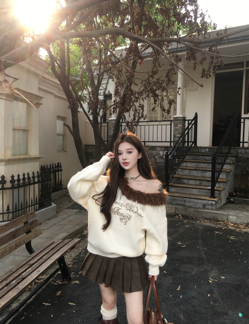 Lazy plus velvet fur collar autumn and winter hoodie