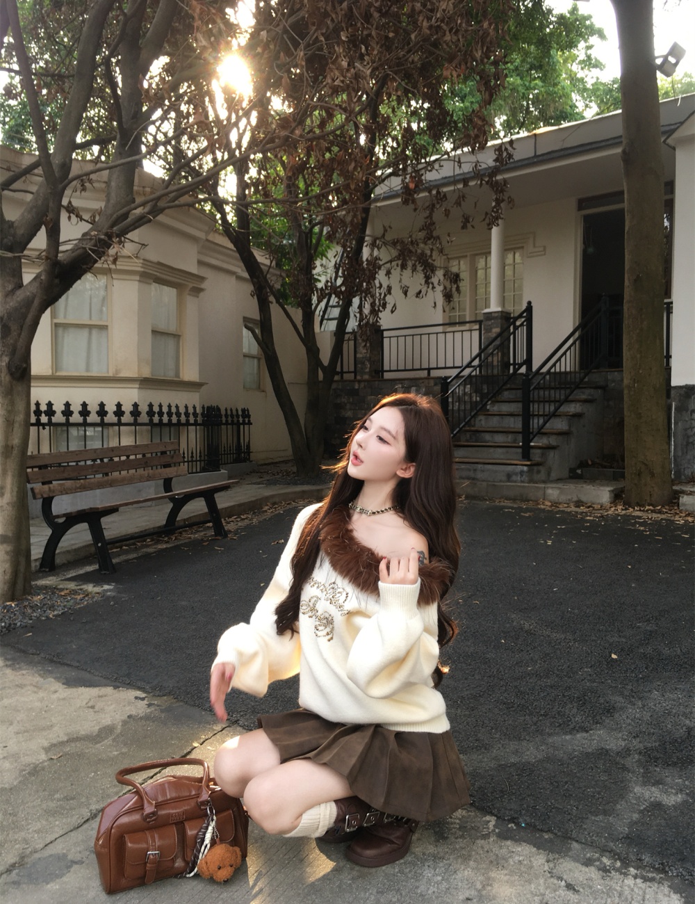 Lazy plus velvet fur collar autumn and winter hoodie