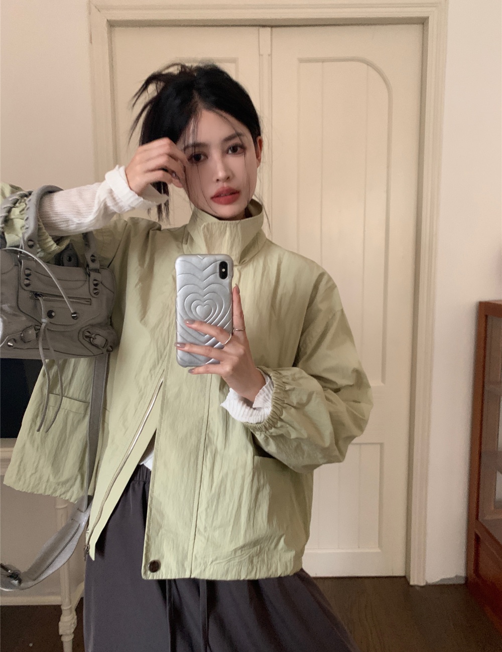 Long sleeve drawstring tops autumn and winter coat for women