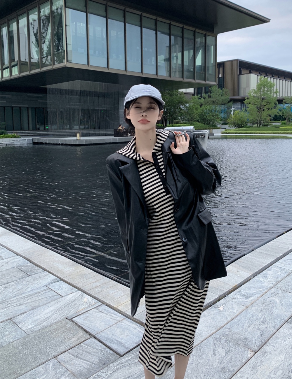 Autumn and winter loose business suit retro coat