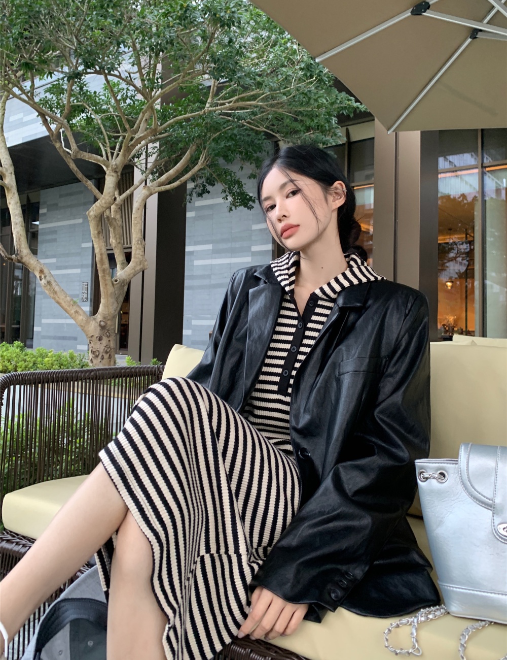 Autumn and winter loose business suit retro coat