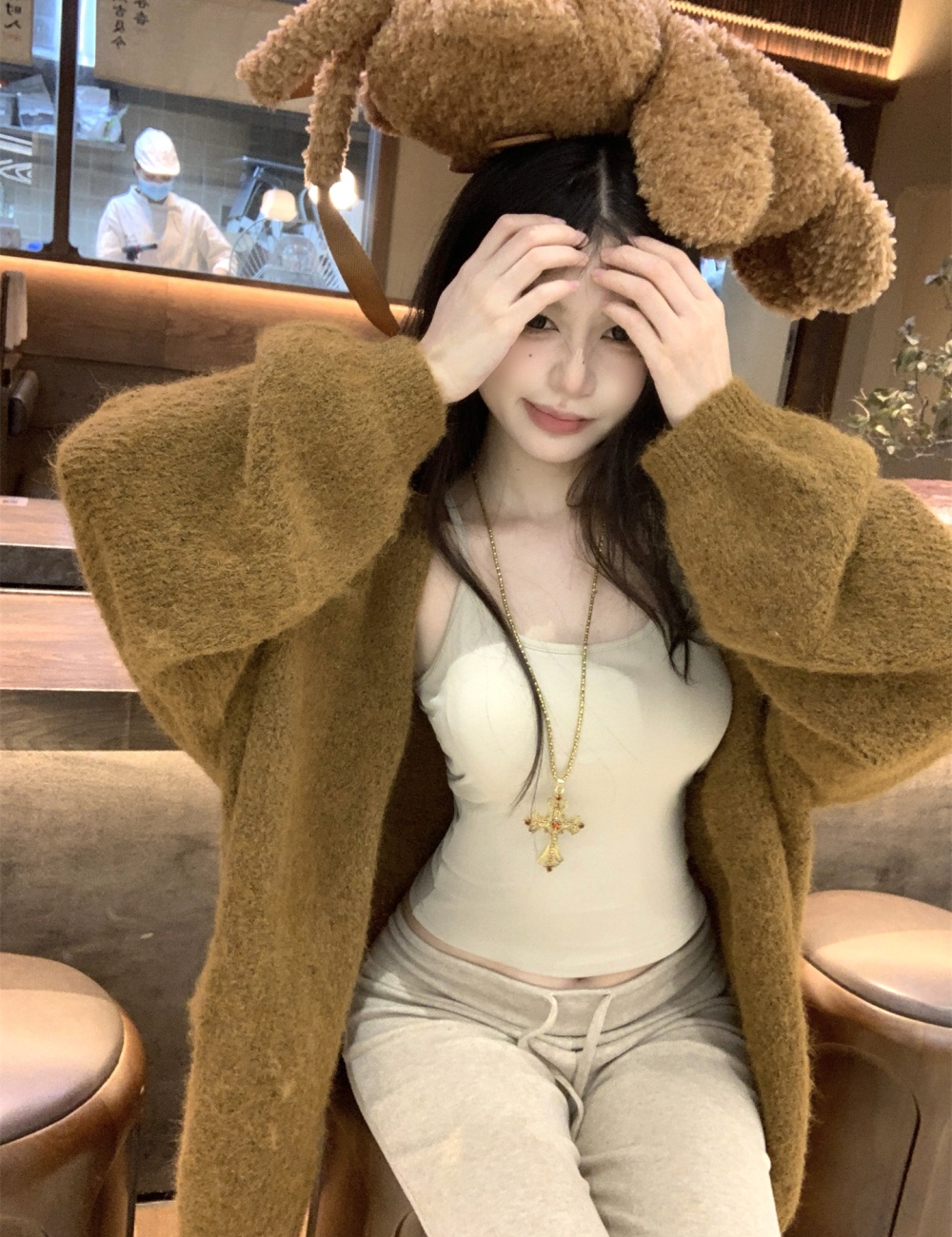 Brown cardigan