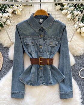 Niche long sleeve jacket light denim tops for women