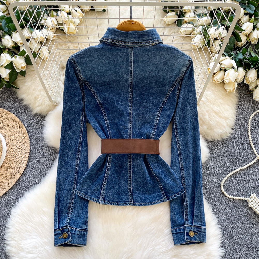 Niche long sleeve jacket light denim tops for women