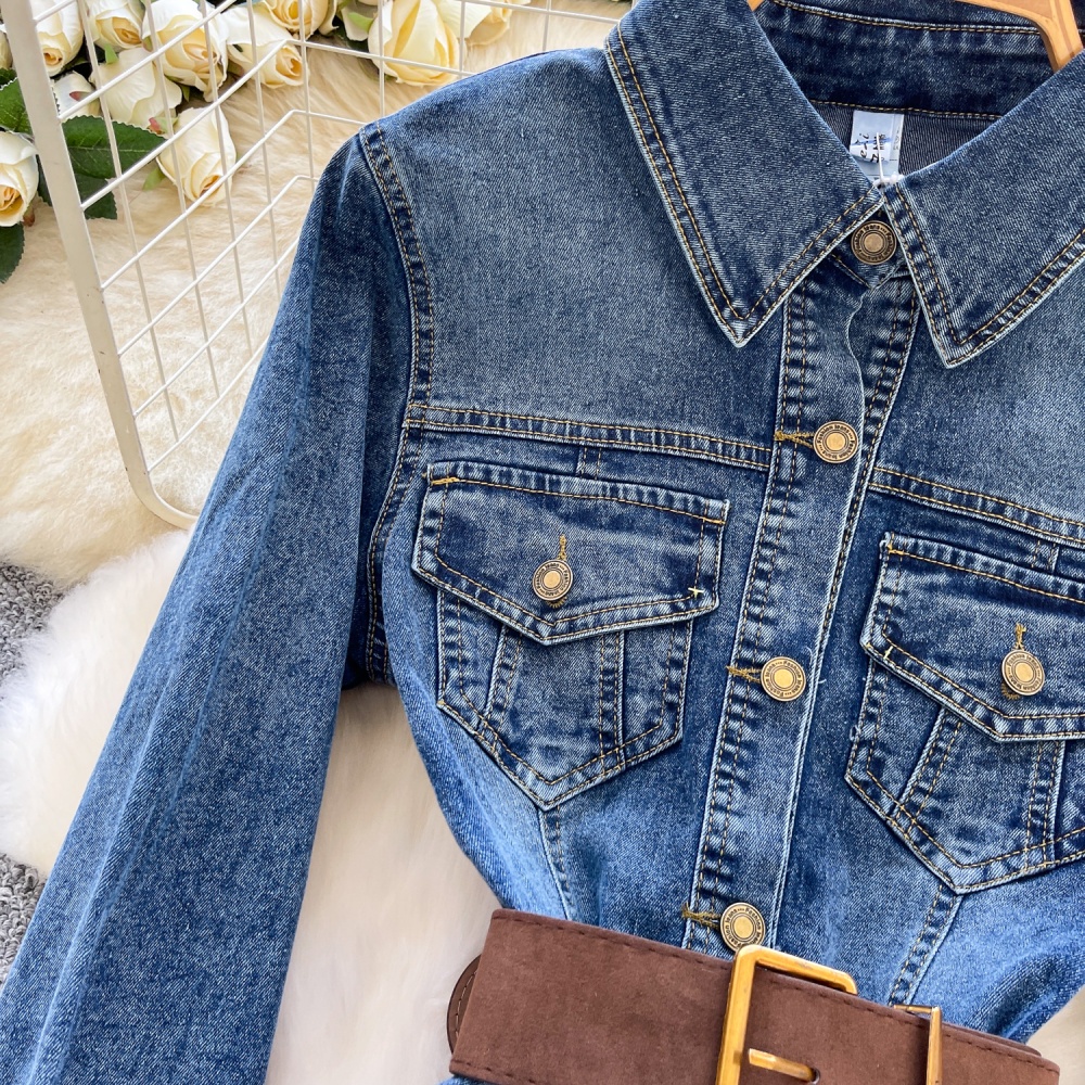 Niche long sleeve jacket light denim tops for women