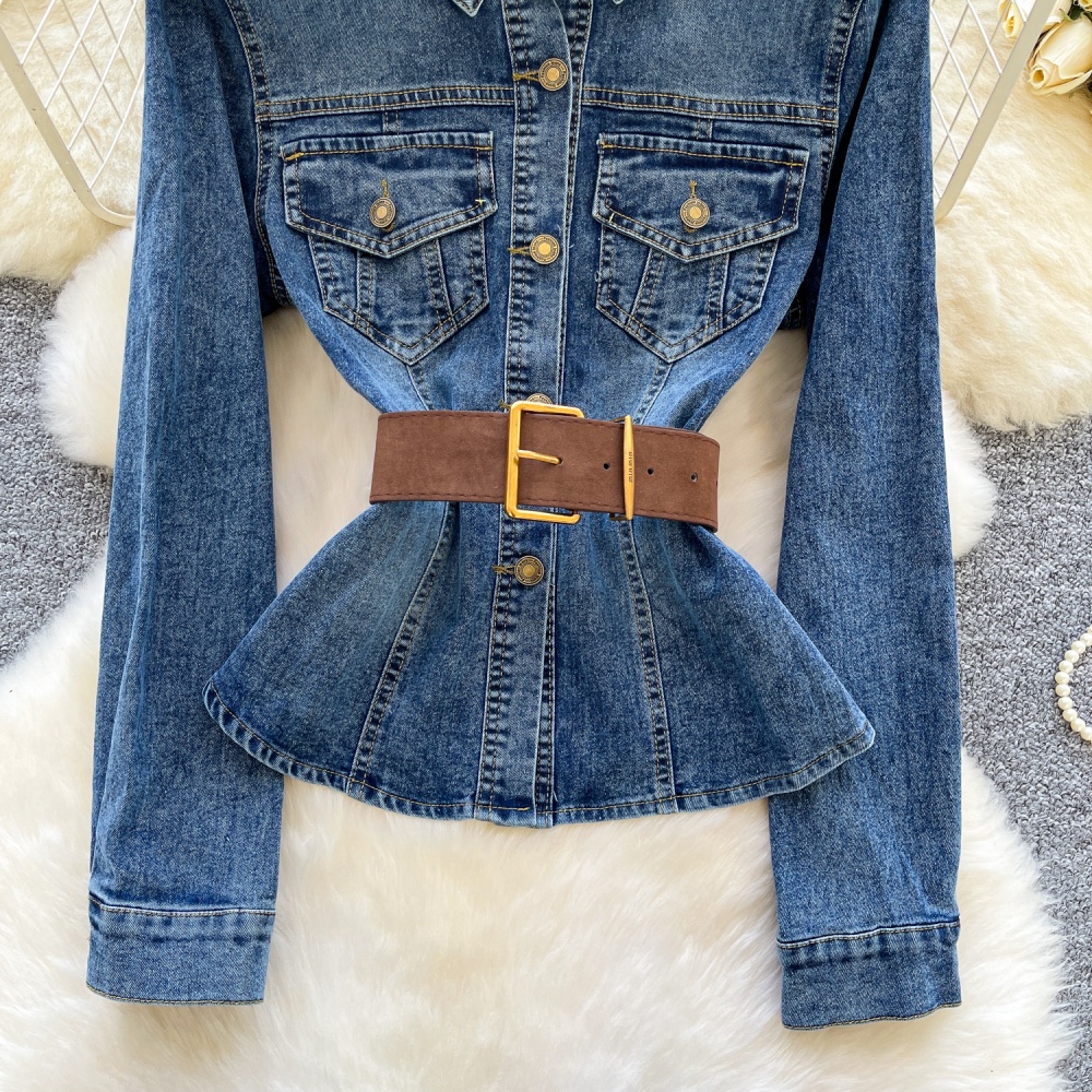 Niche long sleeve jacket light denim tops for women