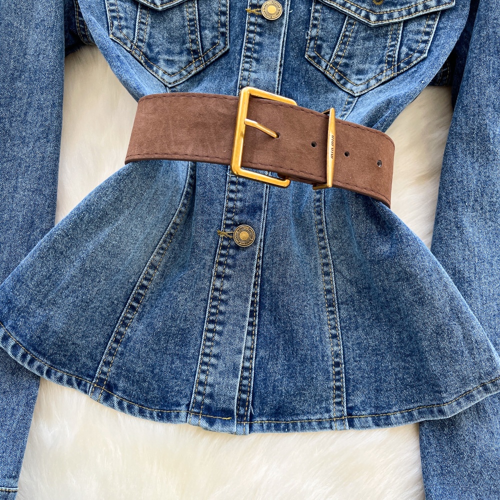Niche long sleeve jacket light denim tops for women