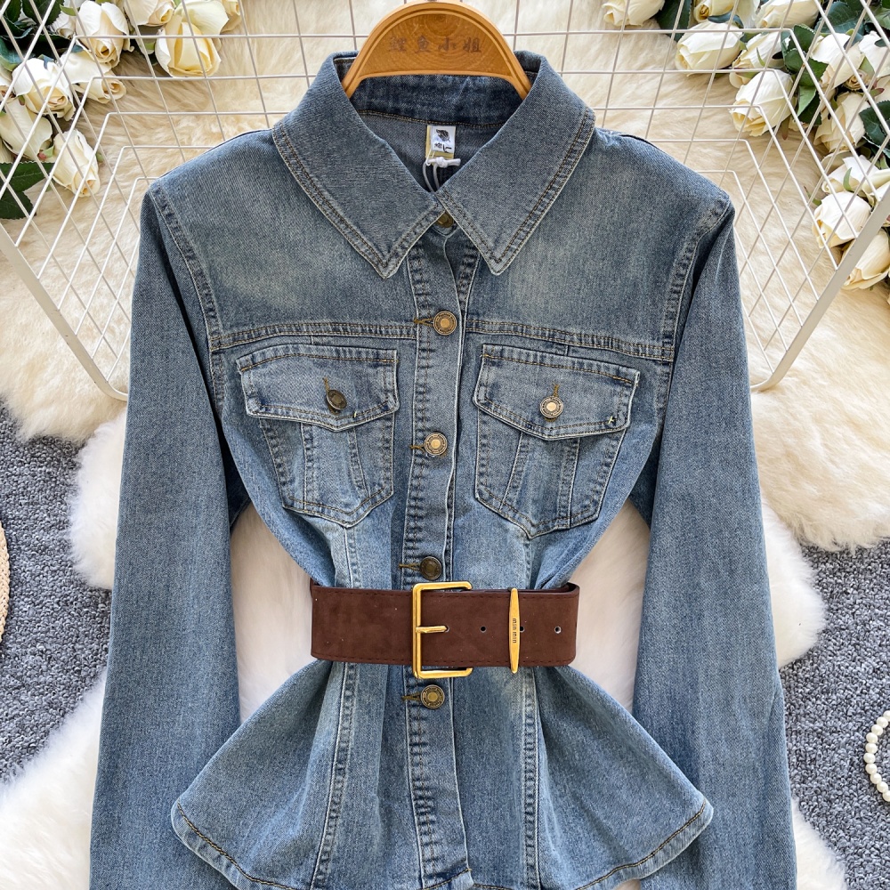 Niche long sleeve jacket light denim tops for women