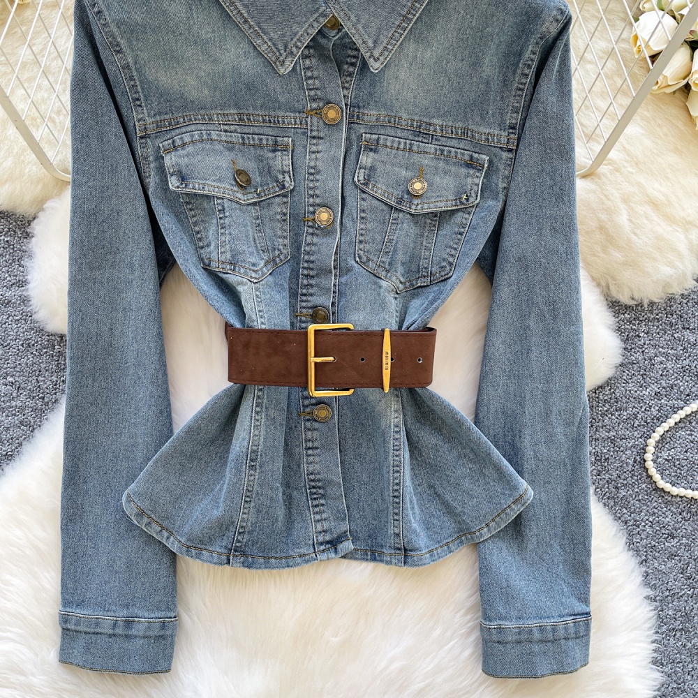Niche long sleeve jacket light denim tops for women