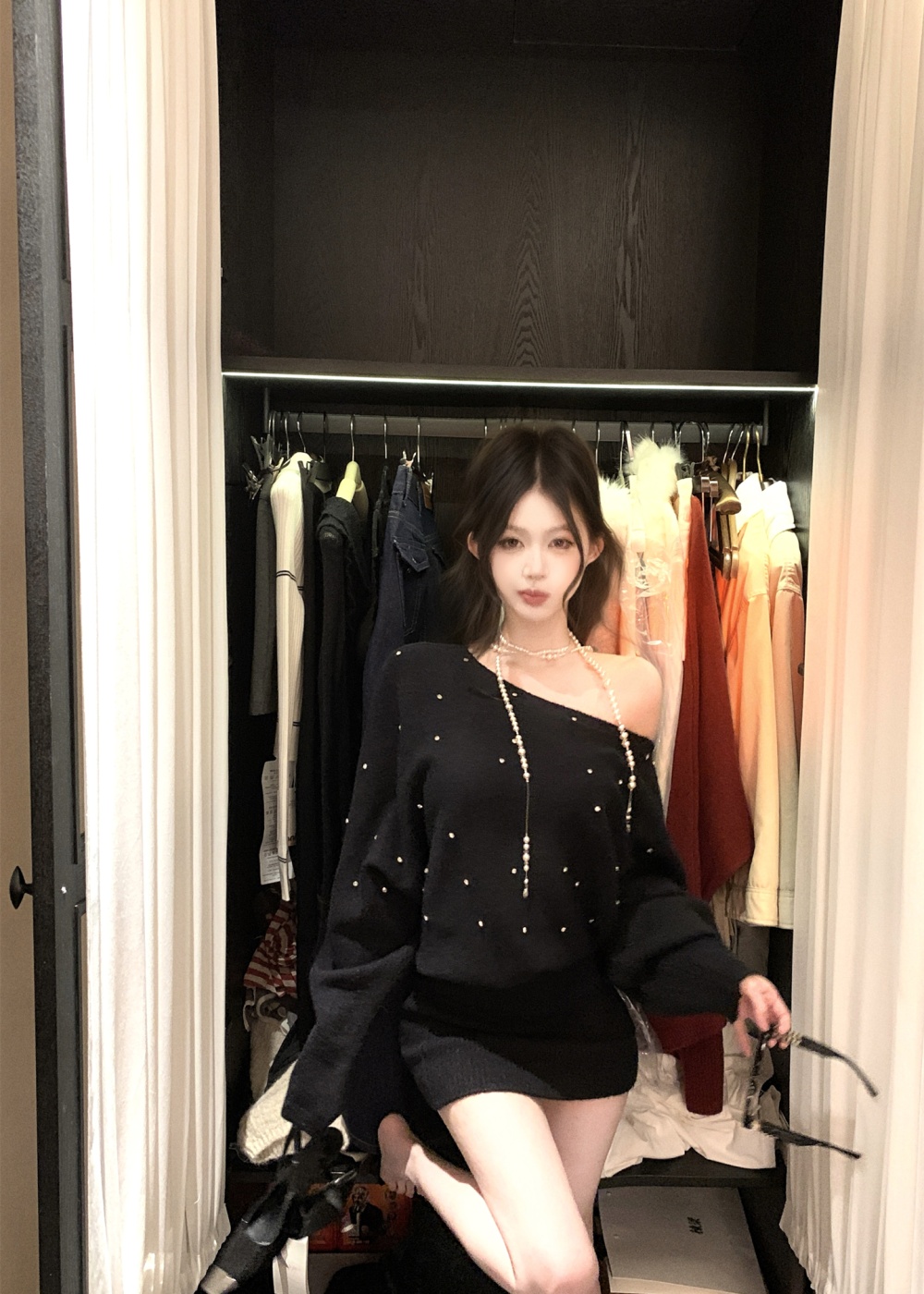 Bat sleeve autumn and winter dress for women