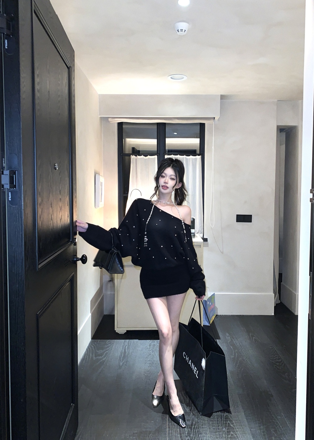 Bat sleeve autumn and winter dress for women
