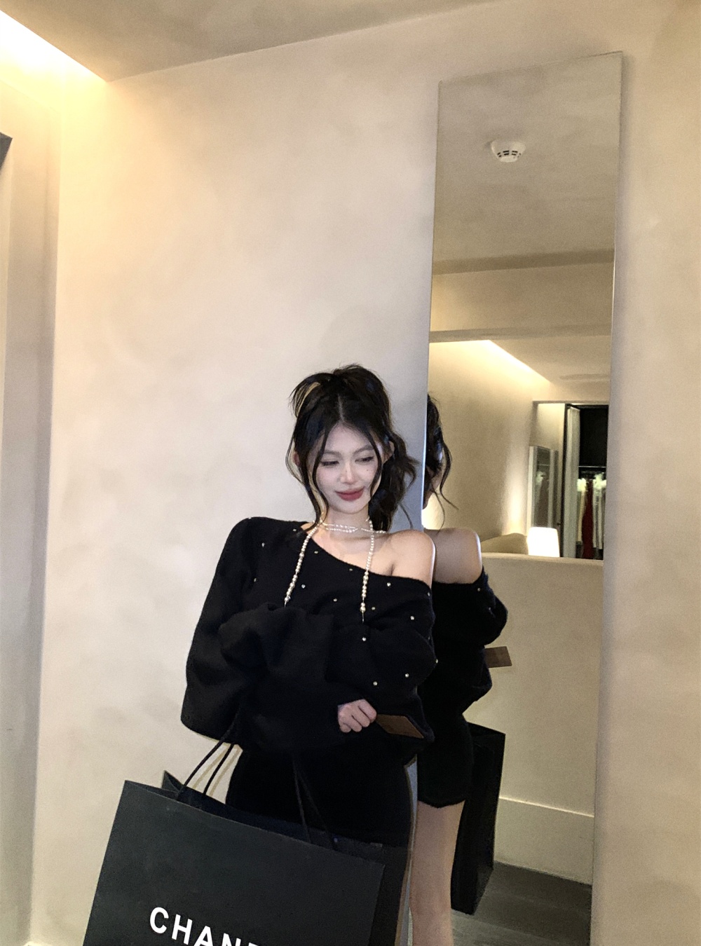 Bat sleeve autumn and winter dress for women