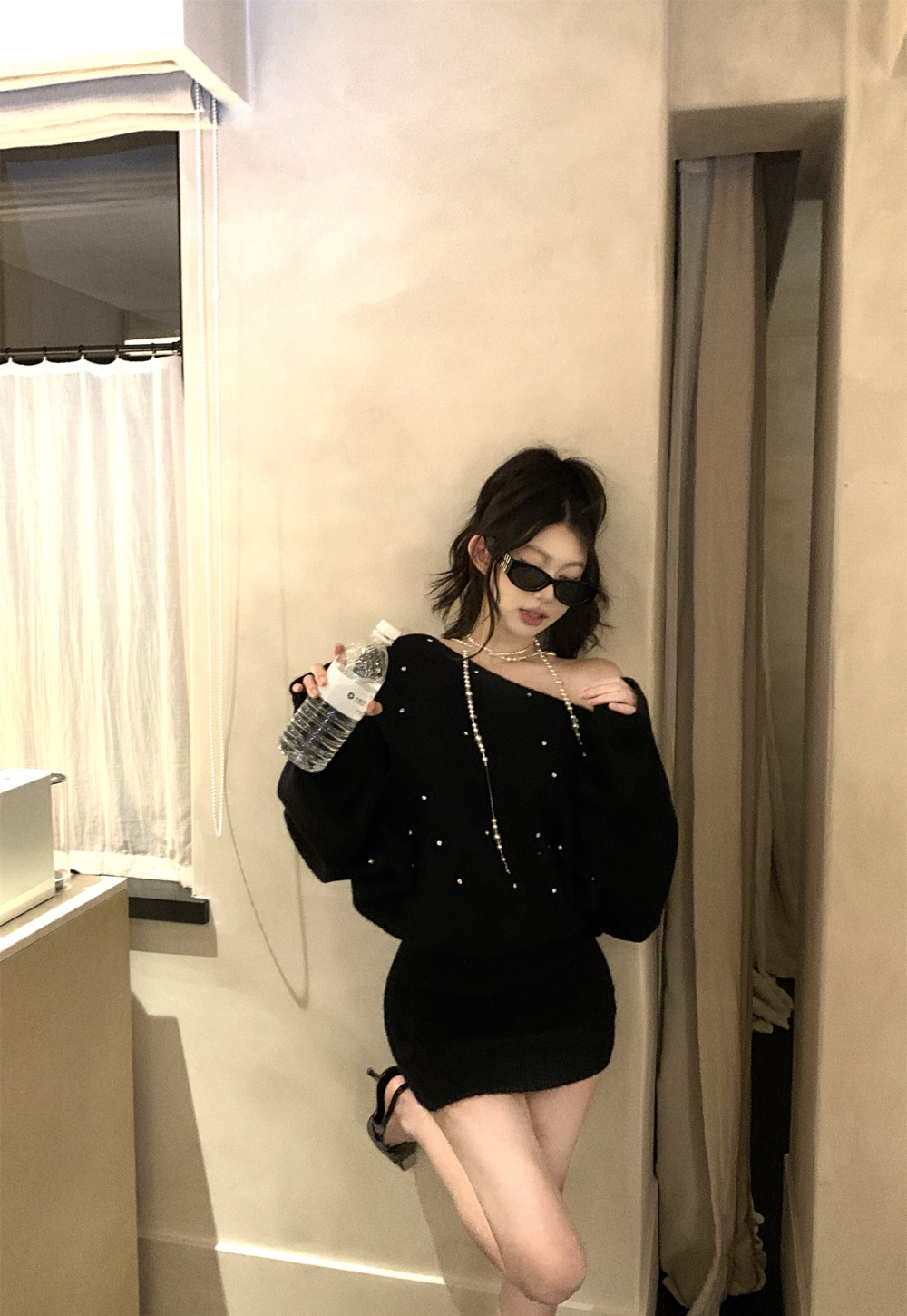Bat sleeve autumn and winter dress for women