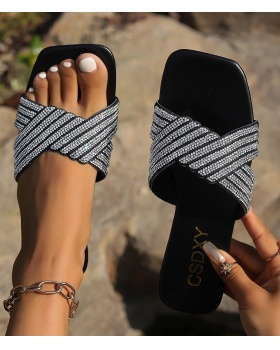 At home flat lazy shoes large yard slippers for women