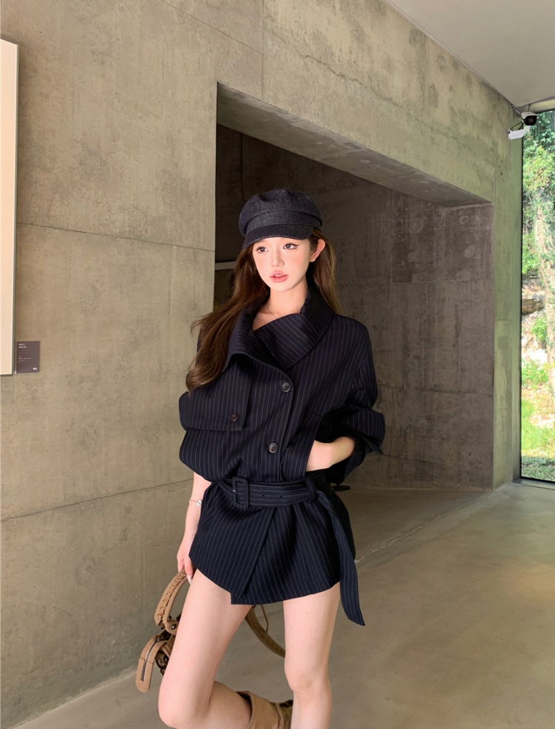 Short coat pinched waist windbreaker for women