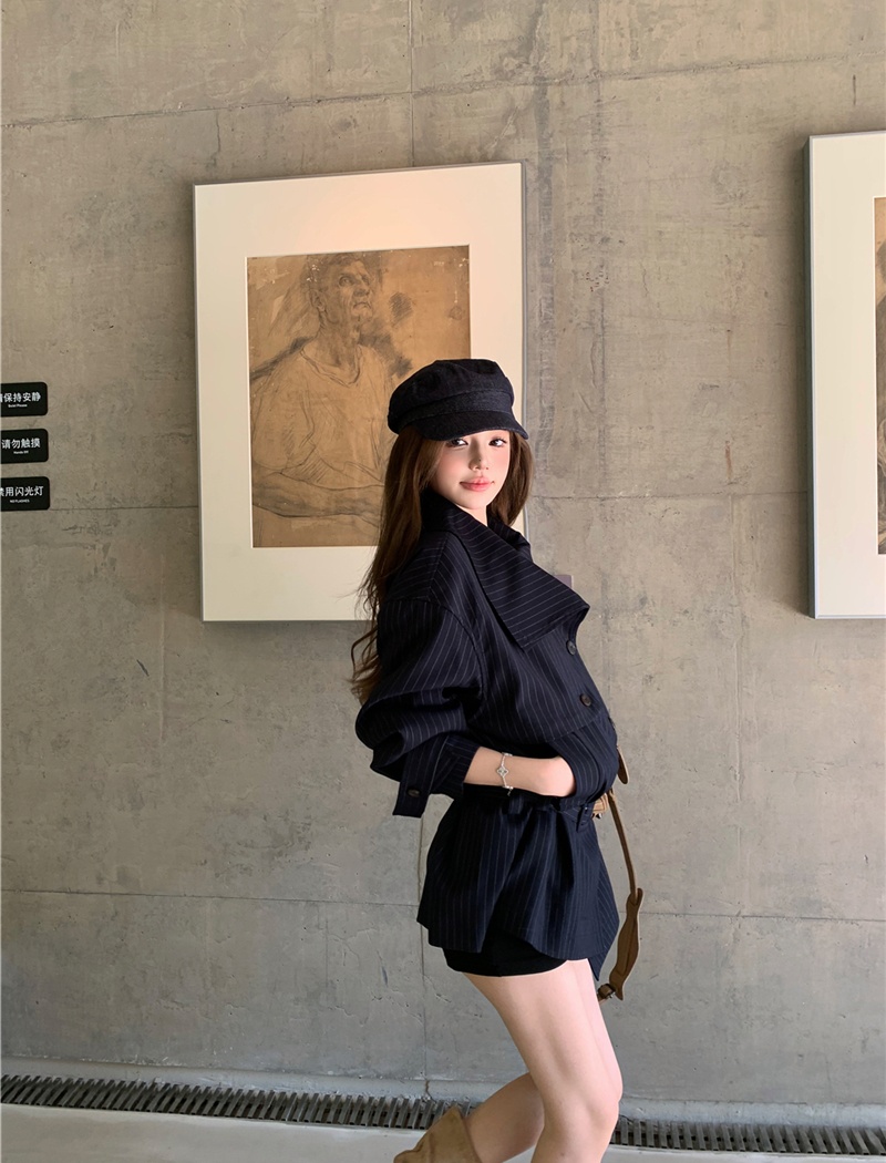 Short coat pinched waist windbreaker for women