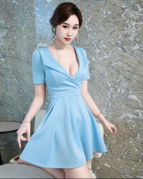V-neck sexy short sleeve night show dress