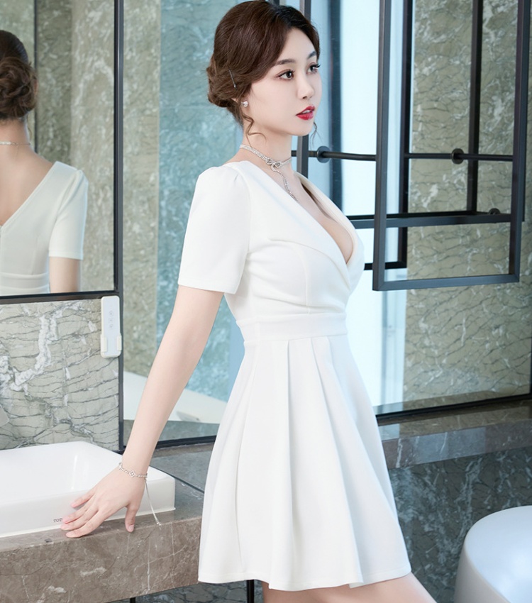 V-neck sexy short sleeve night show dress