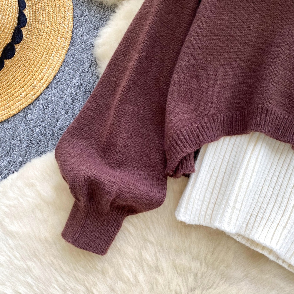 Sleeveless knitted vest bottoming sweater 2pcs set
