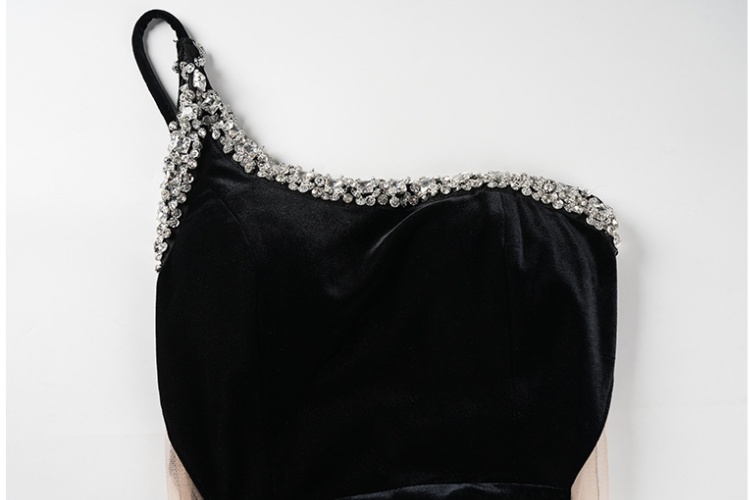 Autumn and winter sling long dress velvet evening dress