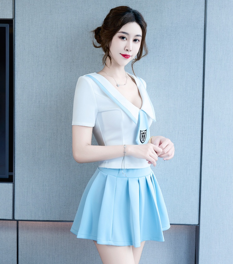 Sexy autumn and winter skirt pleated show young uniform a set