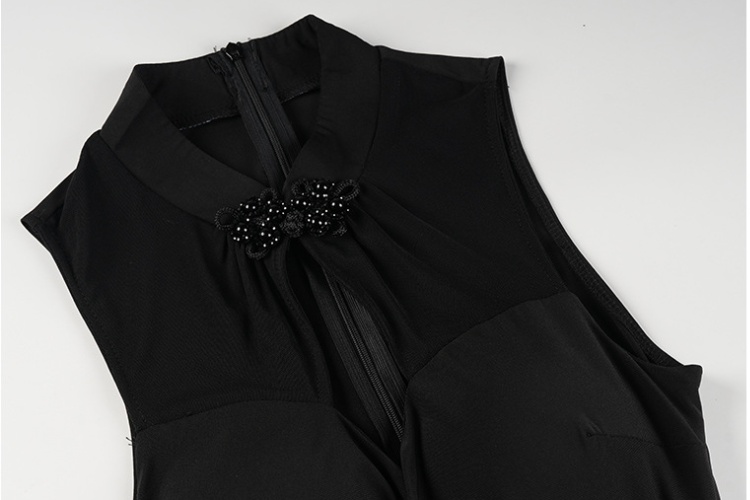 Chinese style pinched waist dress slim evening dress