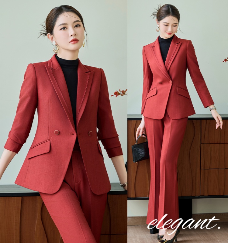 A buckle commuting business suit slim coat 2pcs set
