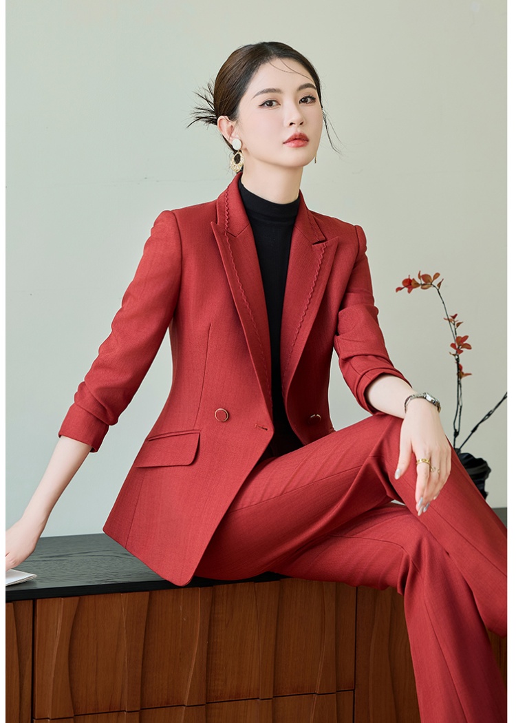 A buckle commuting business suit slim coat 2pcs set