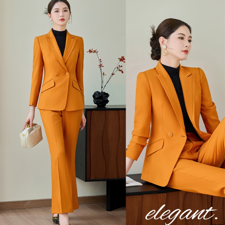 A buckle commuting business suit slim coat 2pcs set