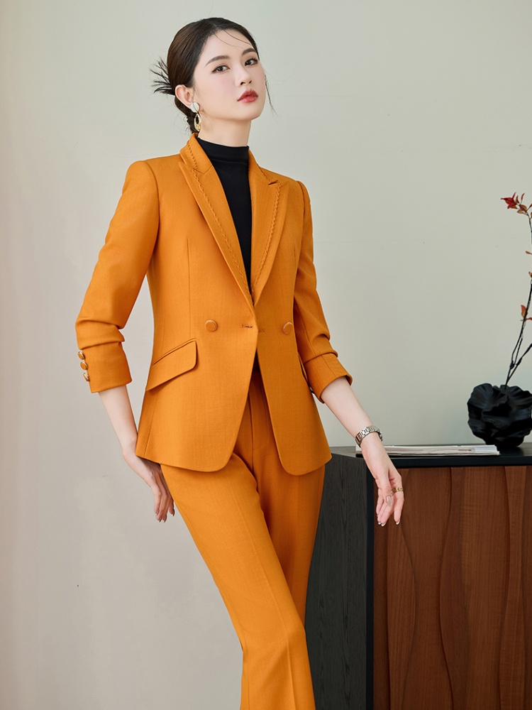 A buckle commuting business suit slim coat 2pcs set