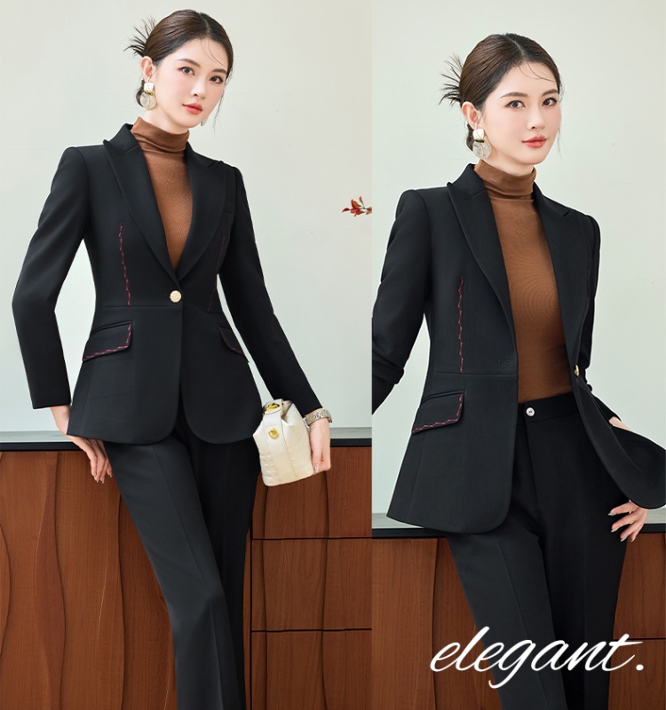 Commuting coat slim suit pants 2pcs set for women