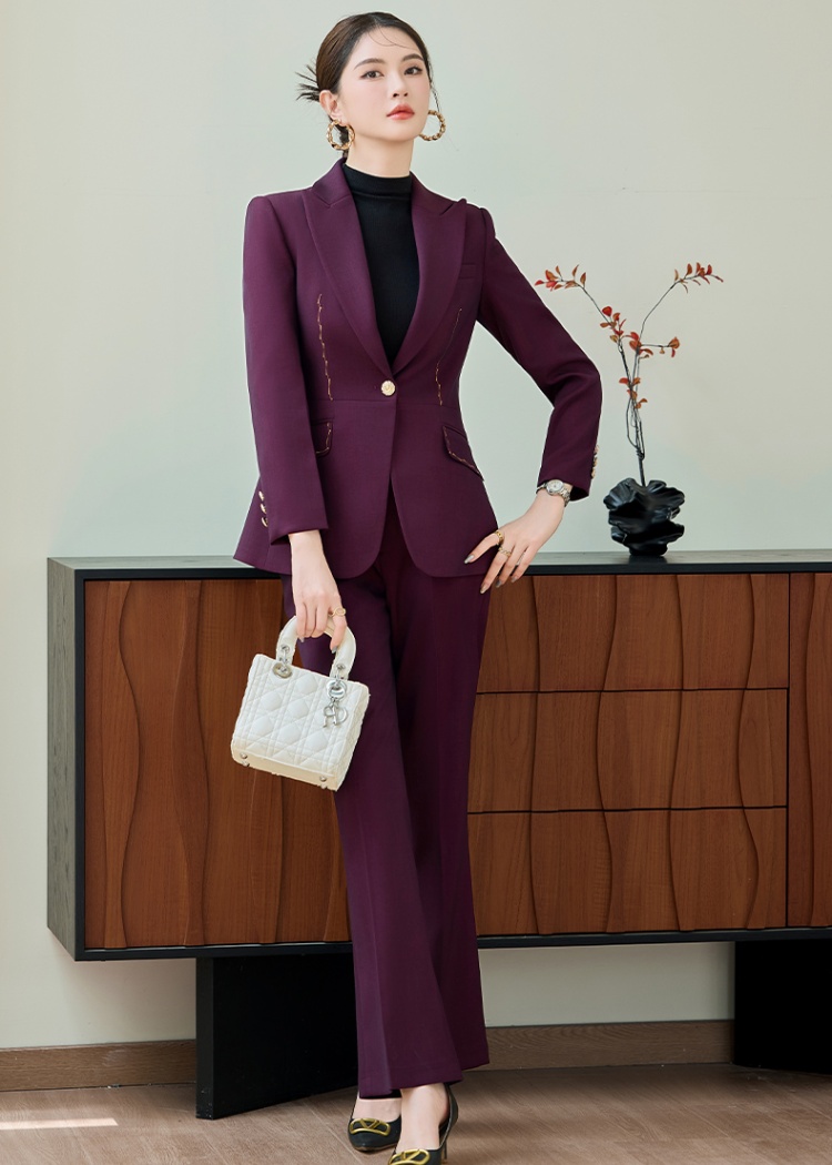 Commuting coat slim suit pants 2pcs set for women