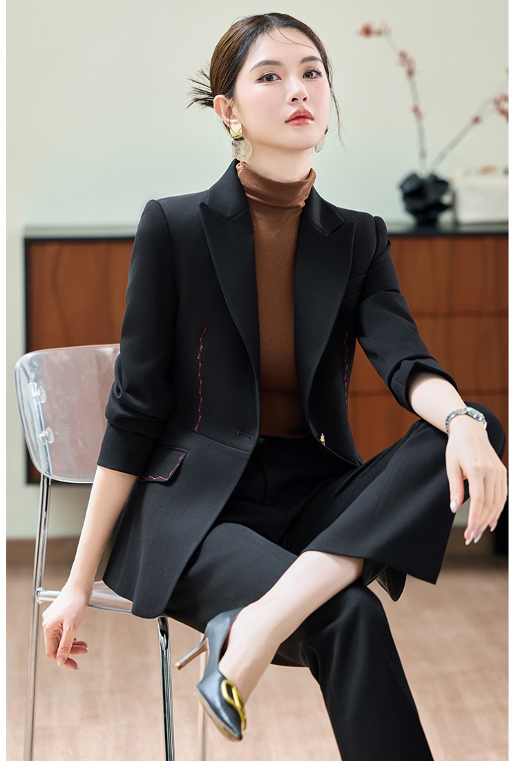 Commuting coat slim suit pants 2pcs set for women