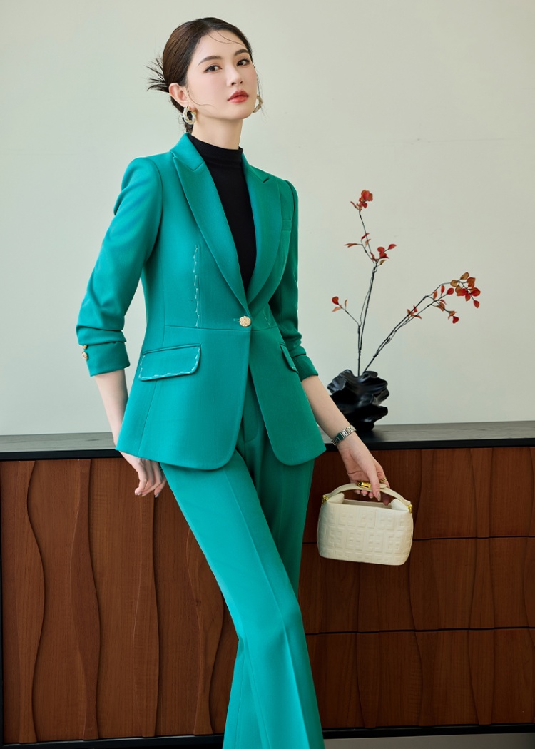 Commuting coat slim suit pants 2pcs set for women