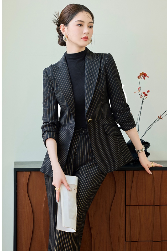 Autumn suit pants a buckle business suit 2pcs set for women