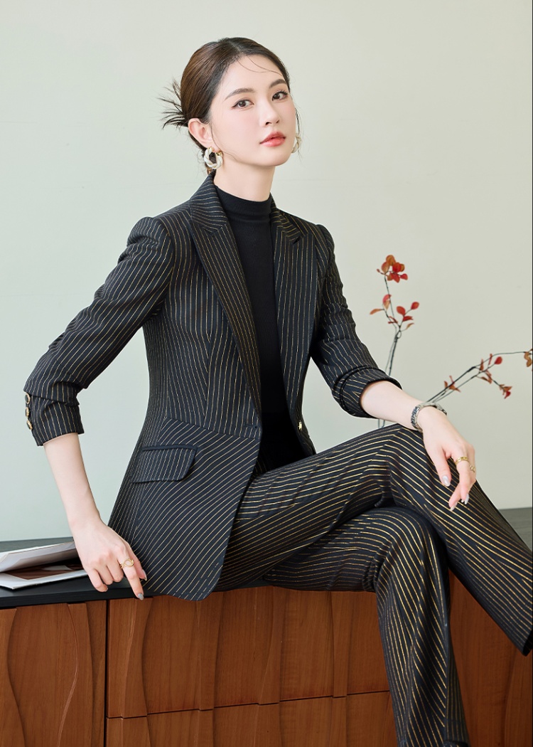 Autumn suit pants a buckle business suit 2pcs set for women