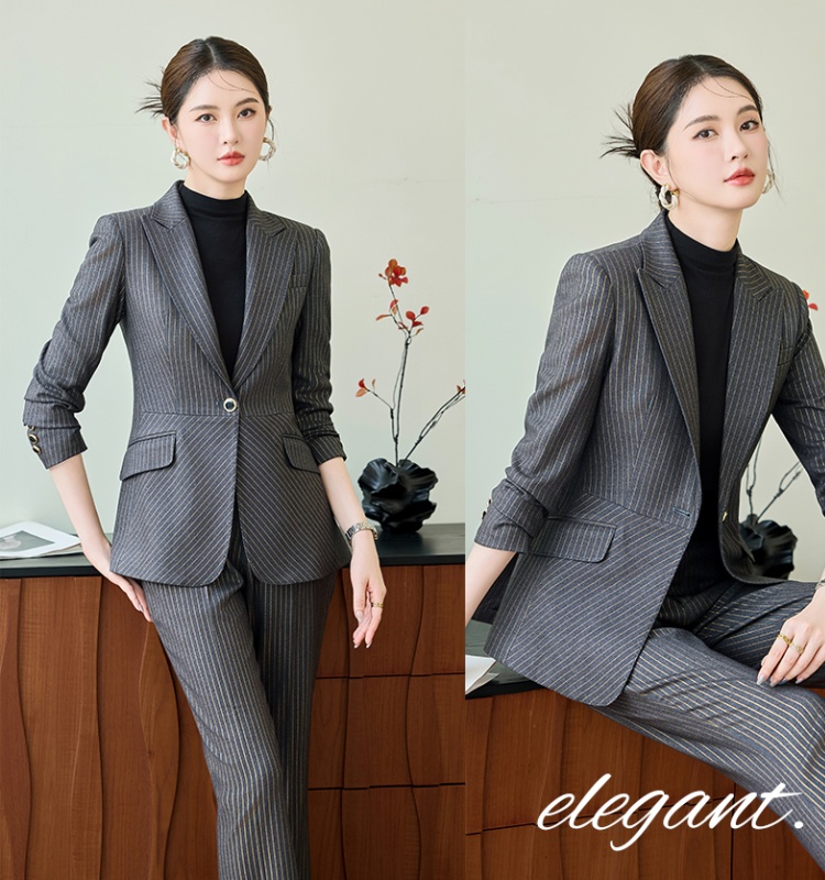 Autumn suit pants a buckle business suit 2pcs set for women