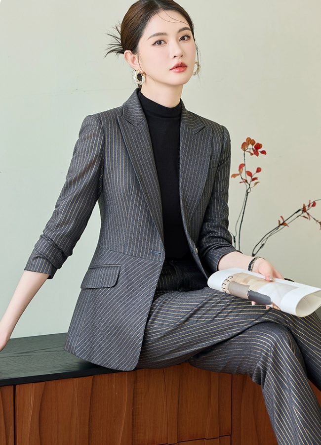 Autumn suit pants a buckle business suit 2pcs set for women