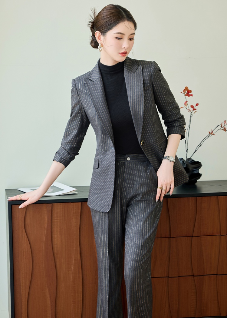 Autumn suit pants a buckle business suit 2pcs set for women