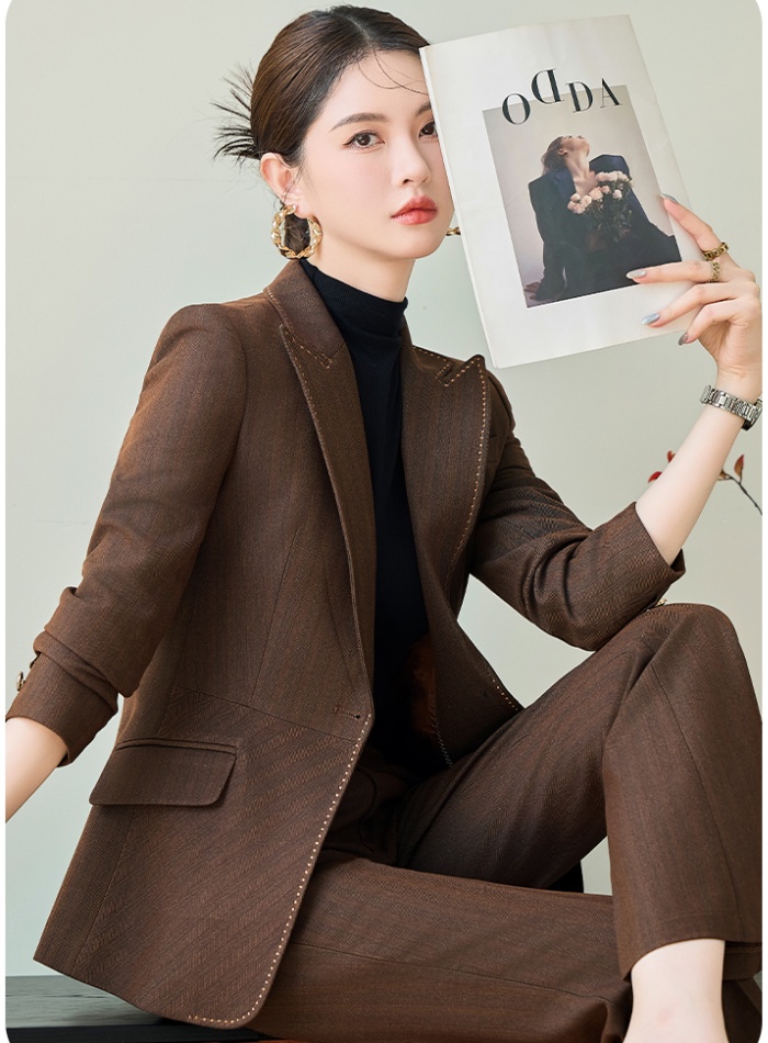 Autumn overalls business suit slim coat 2pcs set for women